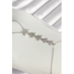 Pirinç Gümüş Renk Zirkon Taşlı Yıldız Model Kadın Şahmeran