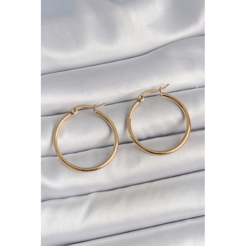 316 Çelik Gold Renk 27 mm Halka Model Kadın Küpe