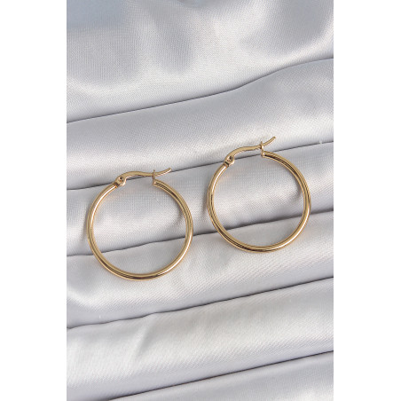 316 Çelik Gold Renk 27 mm Halka Model Kadın Küpe