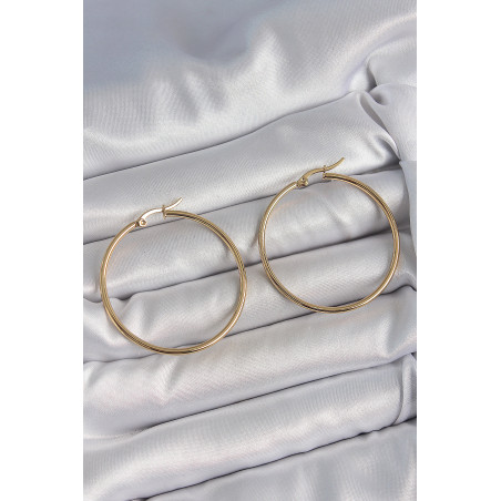 316 Çelik Gold Renk 43 mm Halka Model Kadın Küpe