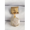 316L Çelik Gold Renk Sallantı Zirkon Taşlı Yonca Model Nomination Charm