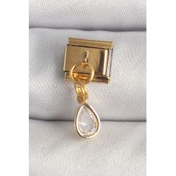 316L Çelik Gold Renk Sallantı Damla Zirkon Taşlı Nomination Charm