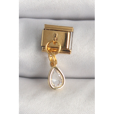316L Çelik Gold Renk Sallantı Damla Zirkon Taşlı Nomination Charm
