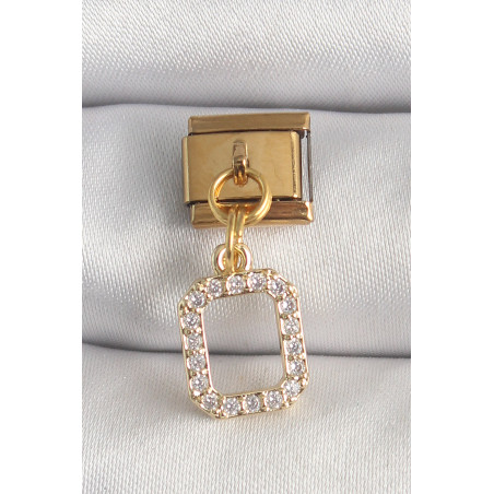 316L Çelik Gold Renk Sallantı Kare Zirkon Taşlı Nomination Charm