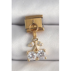 316L Çelik Gold Renk Sallantı Zirkon Taşlı Kiraz Model Nomination Charm