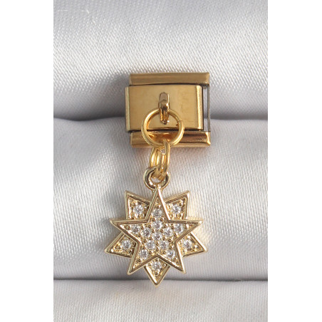 316L Çelik Gold Renk Sallantı Zirkon Taşlı Yıldız Model Nomination Charm
