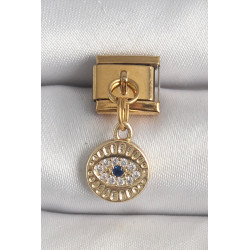 316L Çelik Gold Renk Sallantı Zirkon Taşlı Göz Model Nomination Charm