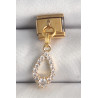 316L Çelik Gold Renk Sallantı Zirkon Taşlı Damla Model Nomination Charm