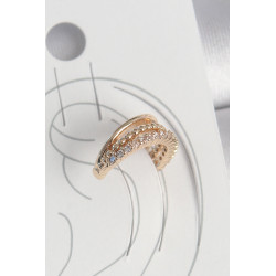 Pirinç Gold Renk Zirkon Taşlı 3'Lü Sıralı Model Kadın Kıkırdak Küpe