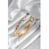 Mineli Pirinç Mavi Ve Pembe Üçgen Desenli Gold Renk Kadın Kelepçe (çap 60 mm)