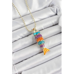 Pirinç Rainbow Balık Model Zirkon Taşlı Gold Renk Kadın Kolye