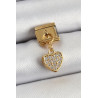 316L Çelik Sallantılı Zirkon Taşlı Kalp Model Gold Renk Nomination Charm