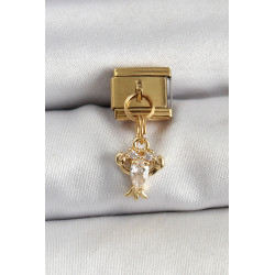 316L Çelik Sallantılı Zirkon Taşlı Yengeç Model Gold Renk Nomination Charm