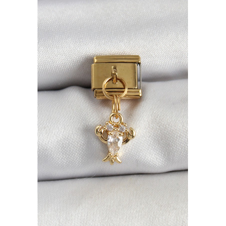 316L Çelik Sallantılı Zirkon Taşlı Yengeç Model Gold Renk Nomination Charm