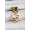 316L Çelik Sallantılı Zirkon Taşlı Satürn Model Gold Renk Nomination Charm
