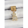 316L Çelik Sallantılı Zirkon Taşlı Ayıcık Model Gold Renk Nomination Charm