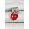 316L Çelik Gümüş Renk Kalp Türk Bayrağı Model Nomination Charm
