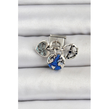 316L Çelik Gümüş Renk Travel Model Nomination Charm