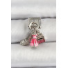 316L Çelik Gümüş Renk Pembe Elbise Kombini Model Nomination Charm