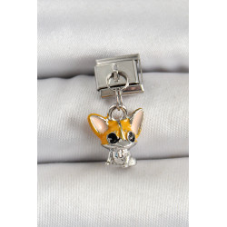 316L Çelik Gümüş Renk Chihuahua Köpek Model Nomination Charm