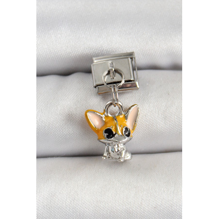 316L Çelik Gümüş Renk Chihuahua Köpek Model Nomination Charm