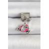 316L Çelik Gümüş Renk Pembe Scooter Model Nomination Charm