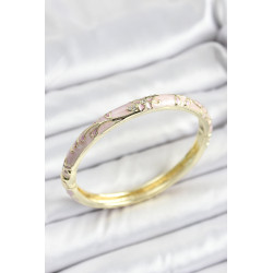 Mineli Pirinç Zirkon Taşlı Pembe Çiçek Desenli Gold Renk Kadın Kelepçe