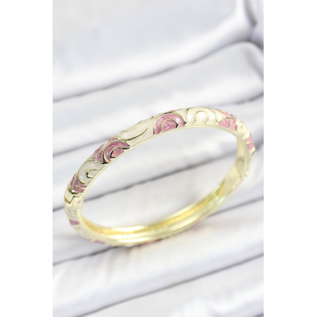 Mineli Pirinç Pembe Bej Sarmal Desenli Gold Renk Kadın Kelepçe