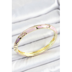 Mineli Pirinç Pembe Desenli Gold Renk Kadın Kelepçe