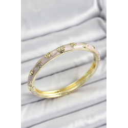 Mineli Pirinç Gold Renk Pembe Renk Motifli Kadın Kelepçe