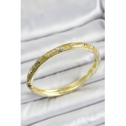 Mineli Gold Pirinç Sarı Renk Motifli Kadın Kelepçe