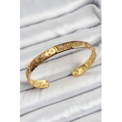 Pirinç Gold Renk İşlemeli Altı Açık Bileklik