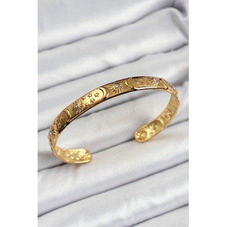 Pirinç Gold Renk İşlemeli Altı Açık Bileklik