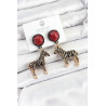 Pirinç Bordo Sallantılı 3D Zebra Model Gold Renk Kadın Küpe