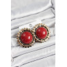 Pirinç Bordo Vintage Model Gold Renk Kadın Küpe