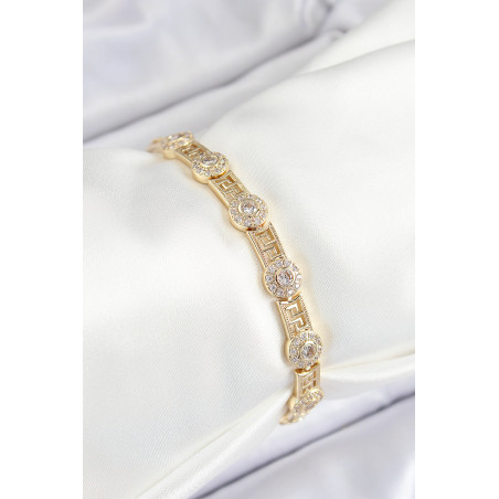 Pirinç Greg Model Zirkon Taşlı Gold Renk VİP Seri Kadın Bileklik