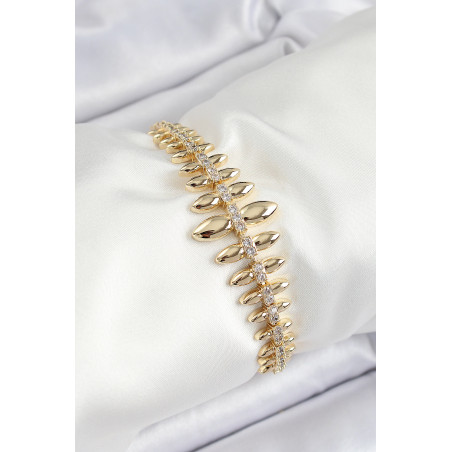 Pirinç Kurşun Model Zirkon Taşlı Gold Renk VİP Seri Kadın Bileklik