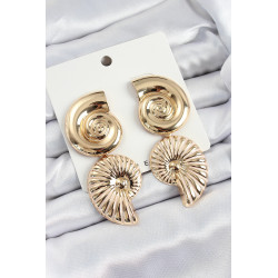 Pirinç Sarmal Sallantılı Deniz Kabuğu Vintage Model Gold Renk Küpe