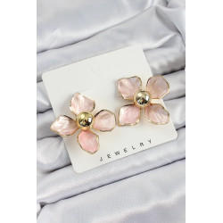 Pirinç Pembe Çiçek Vintage Model Gold Renk Kadın Küpe