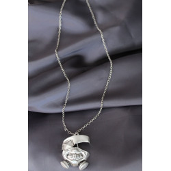 Maske Model Gümüş Renk Metal Zincirli Erkek Kolye