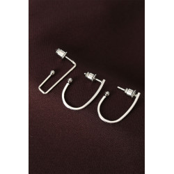 küpeGeometrik Model Gümüş Renk Metal Çoklu Küpe