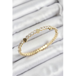 Pirinç Zirkon Taşlı Kalp Model Gold Renk Yaylı Kadın Bileklik