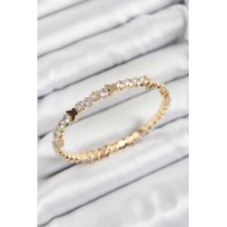 Pirinç Zirkon Taşlı Kelebek Model Gold Renk Yaylı Kadın Bileklik